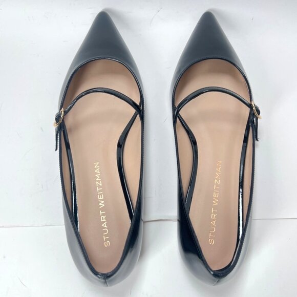Stuart Weitzman Emilia Patent Leather Mary Jane Pointed Toe Women Flats Sz 9.5B - Picture 9 of 11
